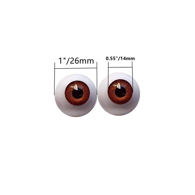 DoubleWood Halloween Eyeballs 4 Pairs of 4 Colors 26mm Half Round Realistic Acrylic Eyes for Halloween Props, Masks, Dolls or Bears Craft Plastic Eyeballs (26mm) - Image 2
